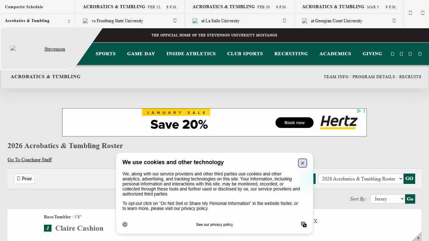 2026 Acrobatics & Tumbling Roster - Stevenson University